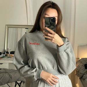 gray cropped sweatshirt